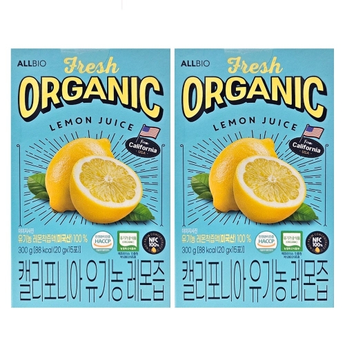 올바이오 캘리포니아 100% 유기농 레몬즙 20g 15포