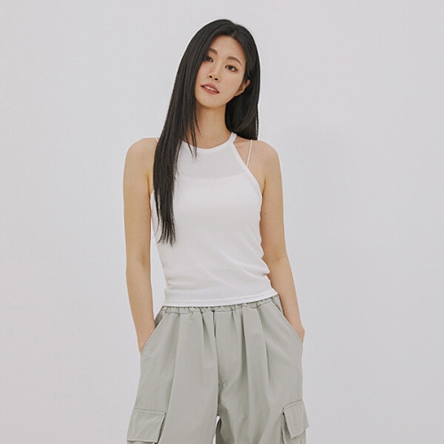 동광인터내셔날 애드혹 여성 무지 홀테넥 슬리브리스 IVORY HA6ST3B-22