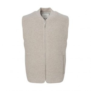 헤지스레이디스 스테디셀러 베이지 짜임 울 집업니트베스트 WHSW4D332I2