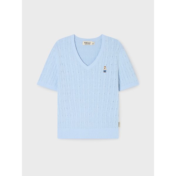후아유 Steve V-neck Cable Short Sleeve Sweater WHKAG2411F이미지입니다. 누르면 해당 게시물로 새창이동합니다.