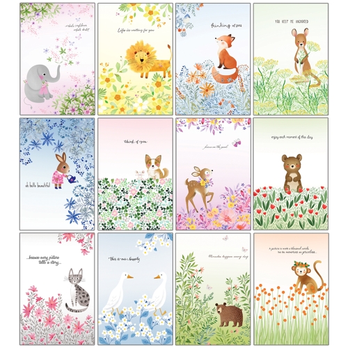 마음담아 동화속동물 엽서 12p 세트 혼합 색상 1세트_이미지