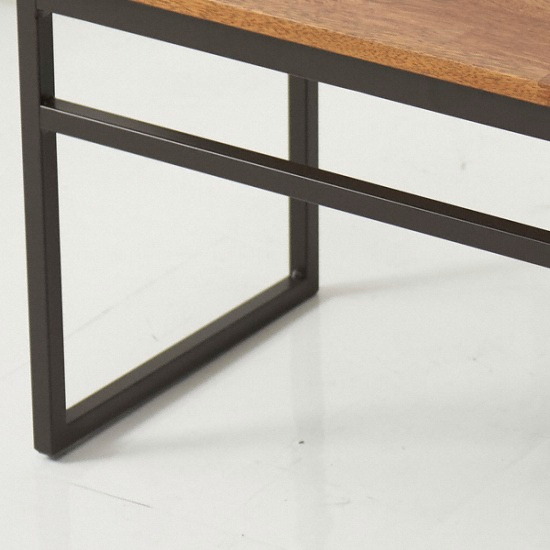 아름이와다움이 해피 스틸 등받이 멀바우원목 벤치의자 2인용_이미지