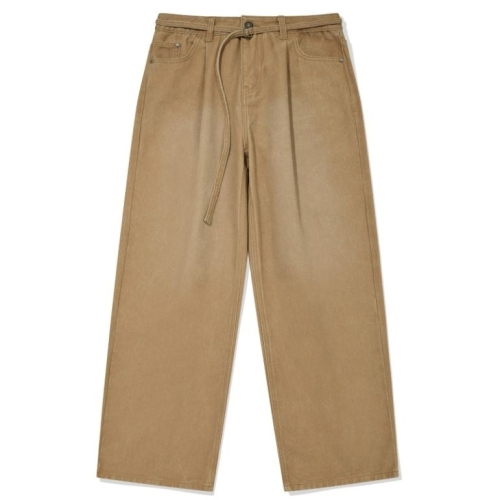 비케이브 와키윌리 여성 핀턱 벨티드 데님 팬츠 B1 WA2503PT76 BR BK