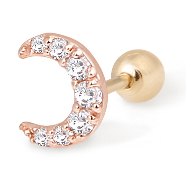 미니아트 14K 큐빅 달 피어싱 TR233