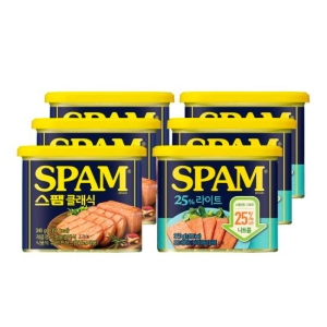 CJ제일제당 스팸 클래식 340g 3개 + 스팸 25% 라이트 340g 3개_이미지