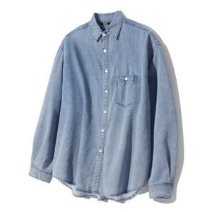트릴리온 스톤 워싱 오버핏 데님 긴팔 셔츠 BLEACH BLUE 155508