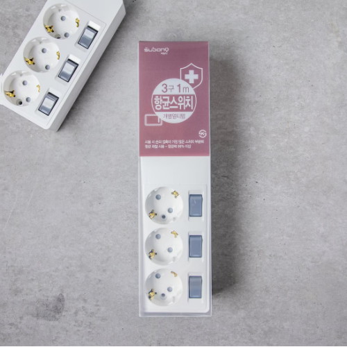 두남 써보니 3구 16A 항균 개별스위치 멀티탭 (3m)_이미지