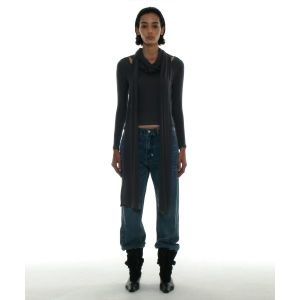 파르티멘토 우먼 스쿱넥 멀티 스트랩 후디 저지 탑차콜 PW-24263