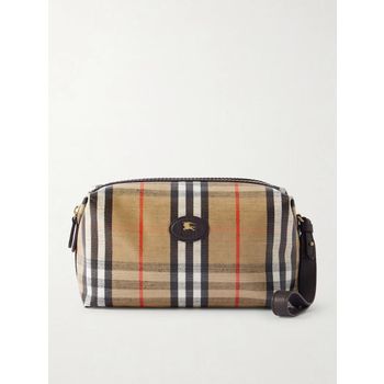 로고 가죽 체크 코팅 캔버스 세면 파우치 149615669