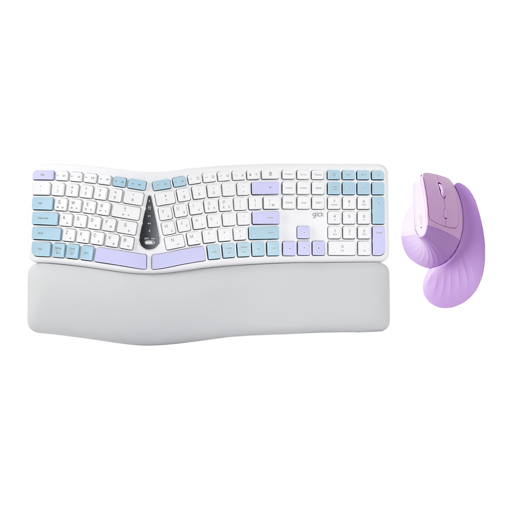 지클릭커 OFFICEPRO EMK350 무선 키보드 마우스 세트 (스카이 블루)_이미지