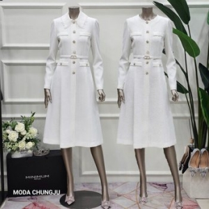 자수 카라넥 A라인 원피스 MMXDAWO9130_CJ