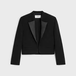 셀린느 국내A/S가능 자켓 새틴 라인 더블 페이스 울 크레이프 블랙 2V33V666Y 38NO