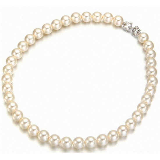 란스앤코 8mm 진주 화이트크림 비드목걸이