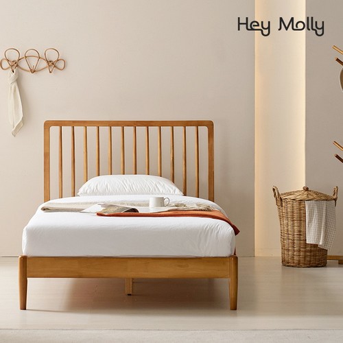 리빙디자인연구소 헤이몰리 니일라 베이직 원목 침대 SS (매트별도)