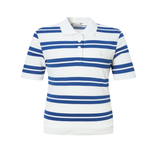 LF 헤지스레이디스 여성 HSTS5BC43B2 스트라이프 퍼프소매 반팔 피케 티셔츠 블루