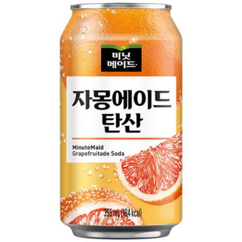 코카콜라음료 미닛메이드 자몽에이드 탄산 355ml이미지입니다. 누르면 해당 게시물로 새창이동합니다.