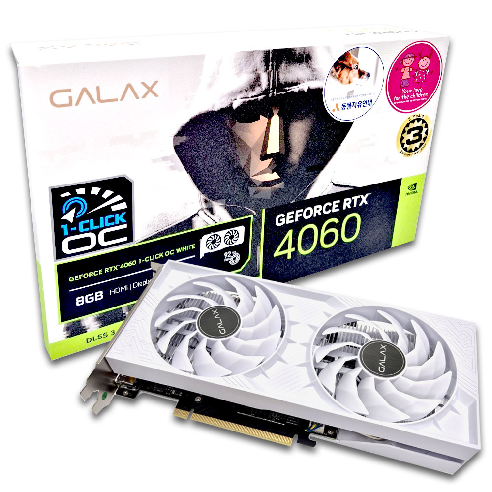 갤럭시 GALAX 지포스 RTX 4060 WHITE OC D6 8GB_이미지