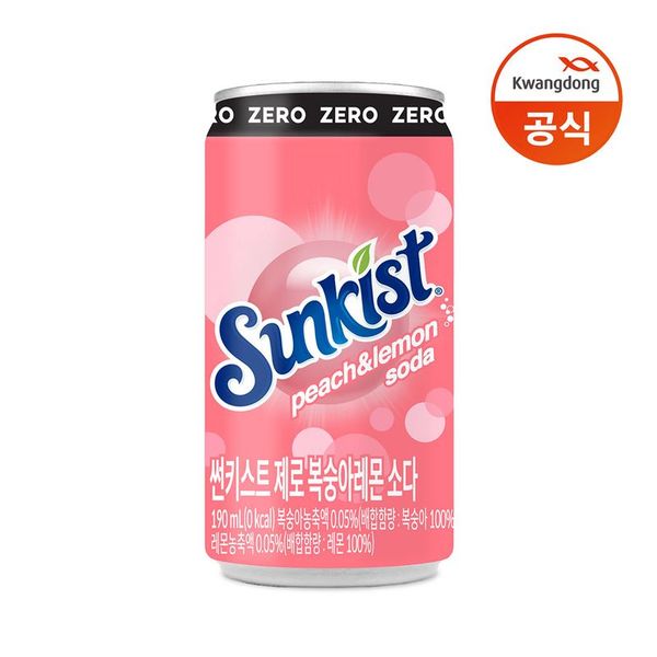 썬키스트 제로 복숭아레몬 소다 190ML 30입 34376547_이미지