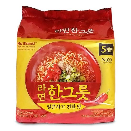 이마트 노브랜드 라면 한 그릇 얼큰하고 진한맛 115g (5개)_이미지