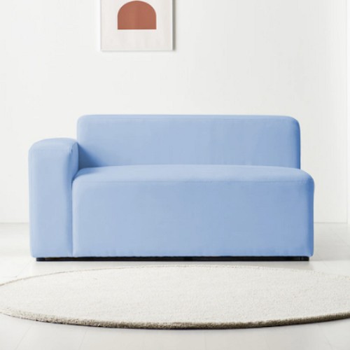 채움가구 스퀘어 일체형 아쿠아텍스 패브릭 소파 2인용 (스툴별도)_이미지