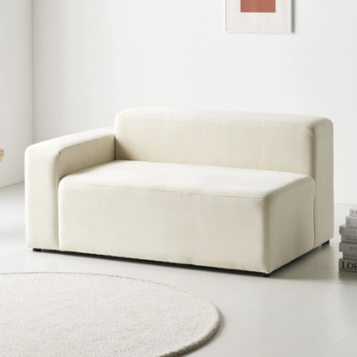 채움가구 스퀘어 일체형 아쿠아텍스 패브릭 소파 2인용 (스툴별도)_이미지