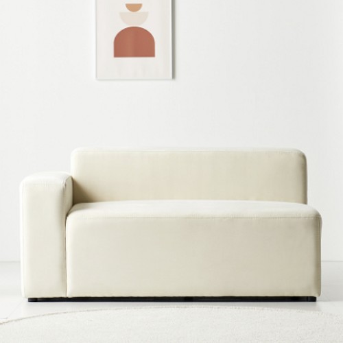 채움가구 스퀘어 일체형 아쿠아텍스 패브릭 소파 2인용 (스툴별도)_이미지