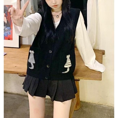 쇼룸 니트 조끼 큐티켓츠 black_이미지