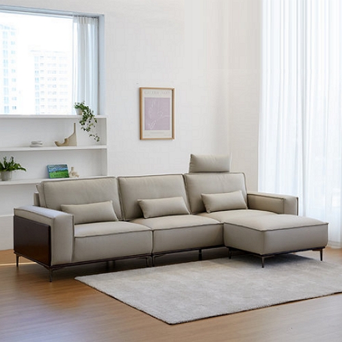 로코코 슈비츠 카우 천연가죽 소파 4인용 (스툴포함)_이미지