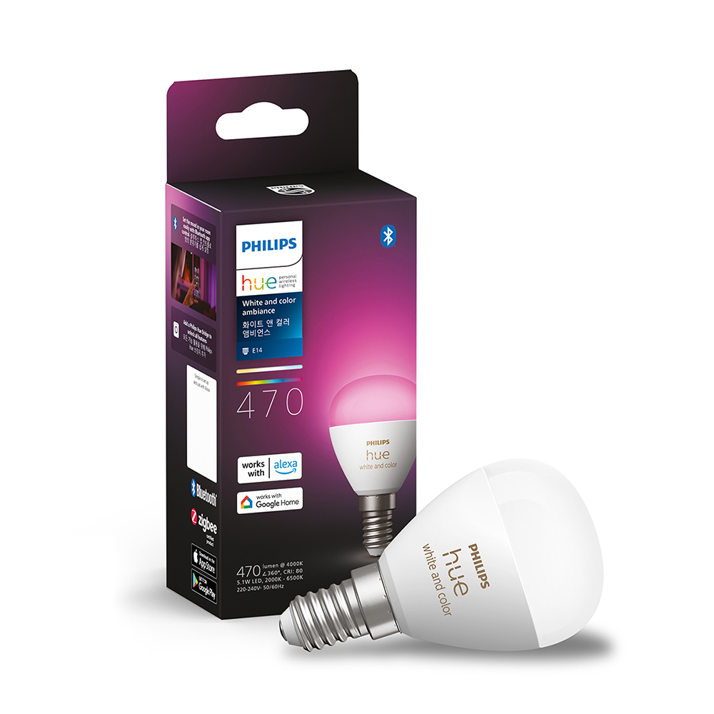 필립스 LED hue 화이트&컬러 앰비언스 E14 러스터 전구 5.1W_이미지