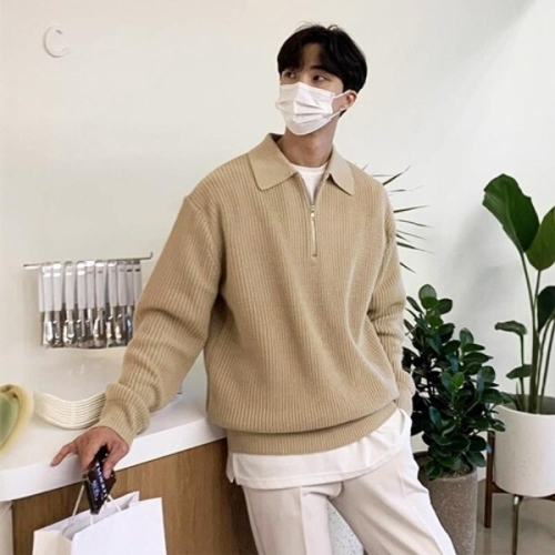 패플 다잇템 다잇템 남자 환절기 롱슬리브 하프집업 카라 니트_244227