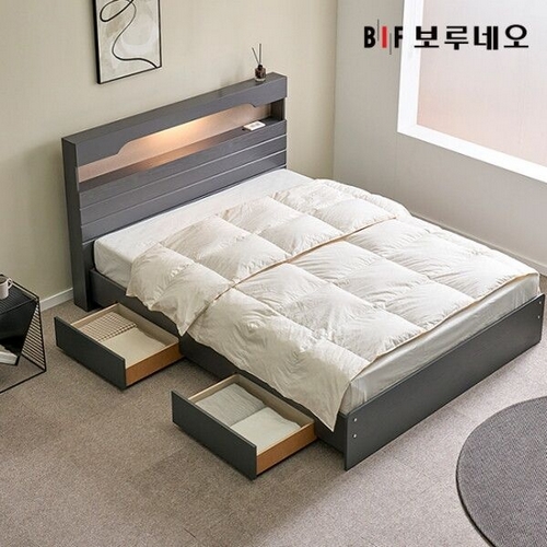 BIF보루네오 앳홈 카리나 일반 2단서랍 벙커수납 LED침대 SS (한봉합7존독립)_이미지