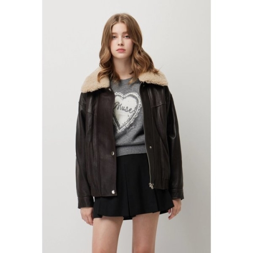SISLEY 리얼 램스킨 무스탕 카라 오버핏 점퍼 SALE3956_이미지