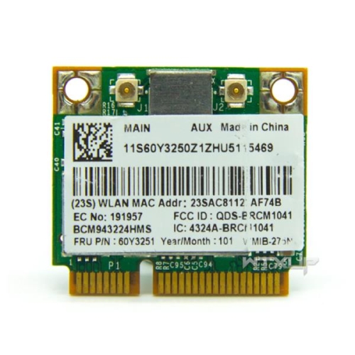 레노버 BCM943224HMS용 무선 네트워크 카드 582564 001 하프 미니 PCI e LAN 802.11a 300Mbps ..