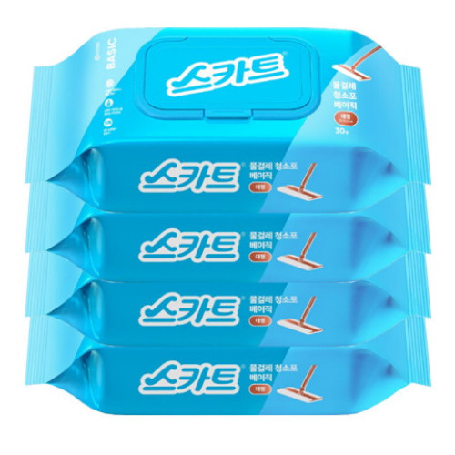 유한킴벌리 스카트 물걸레 청소포 베이직 대형 30매 (4개)_이미지