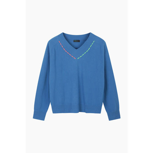 NEW 돌돌이 배색 브이넥 니트 BAKP52361