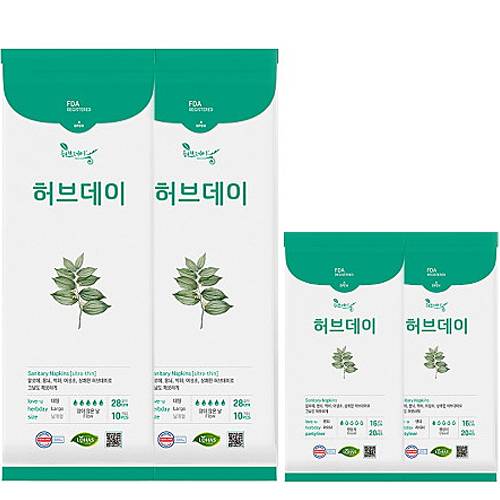애터미 허브데이 팬티라이너 20매*2팩 + 대형 10매*2팩 세트