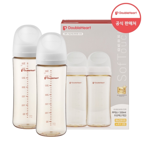 더블하트 3세대 330ml 트윈팩 젖병2개/노꼭지이미지입니다. 누르면 해당 게시물로 새창이동합니다.