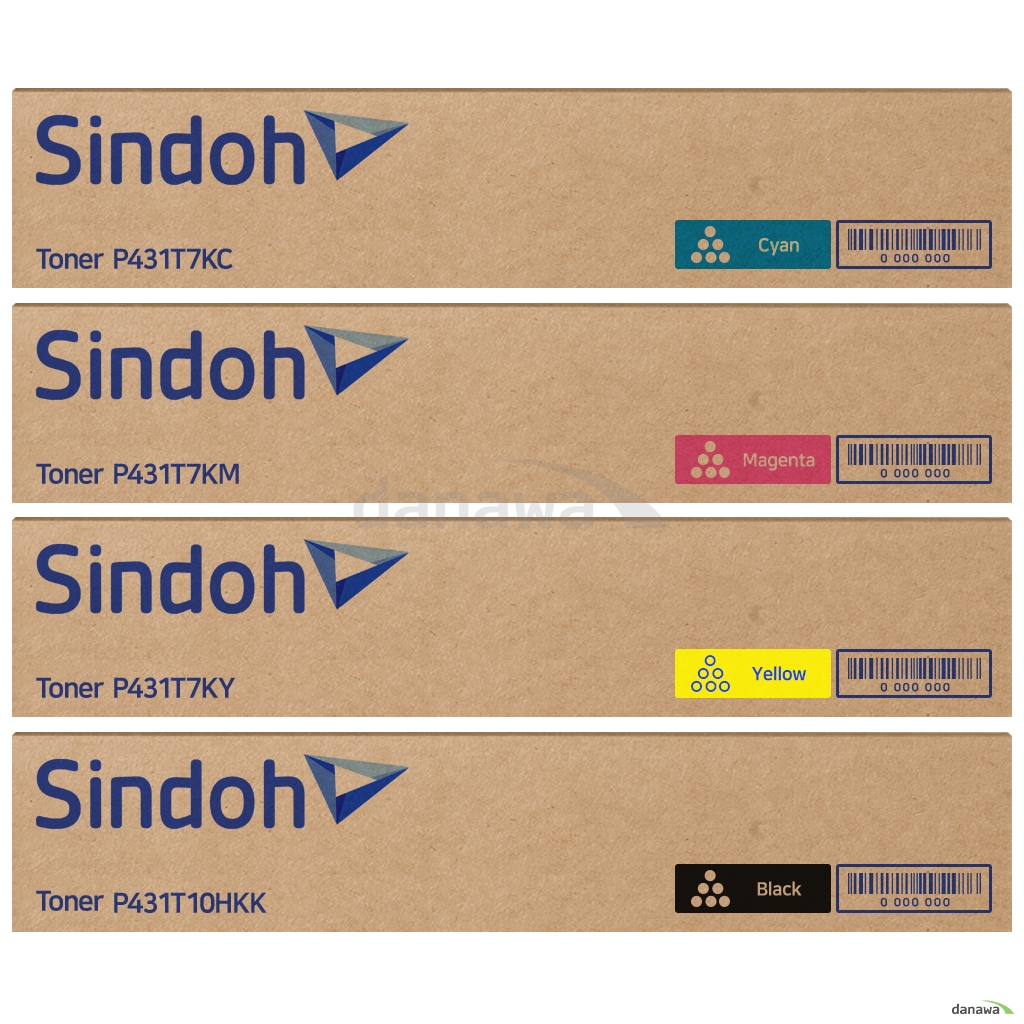 신도리코 정품 P431T10HKK, P431T7KC, P431T7KM, P431T7KY 4색 세트