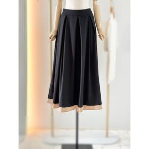 배색 허리 밴딩 롱 스커트 FSD6SK13LC1