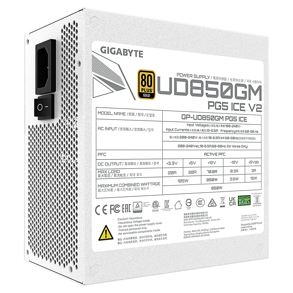 GIGABYTE UD850GM PG5 V2 ICE 80PLUS��� Ǯ��ⷯ ATX3.1 �Ǿ���Ʈ