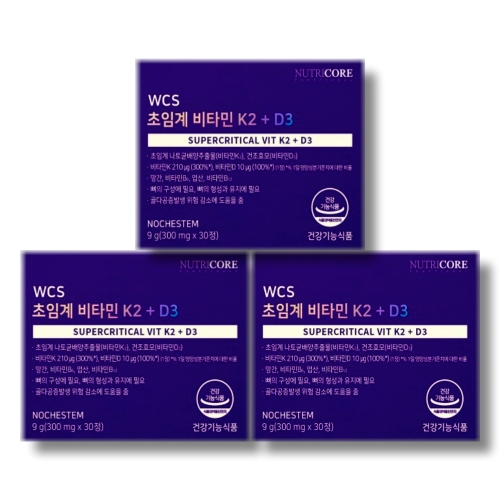 뉴트리코어 WCS 초임계 비타민 K2 + D3 30정 (3개)_이미지
