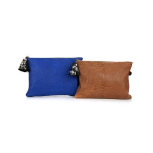 더히 POP UP CLUTCH BLUE/BROWN_이미지