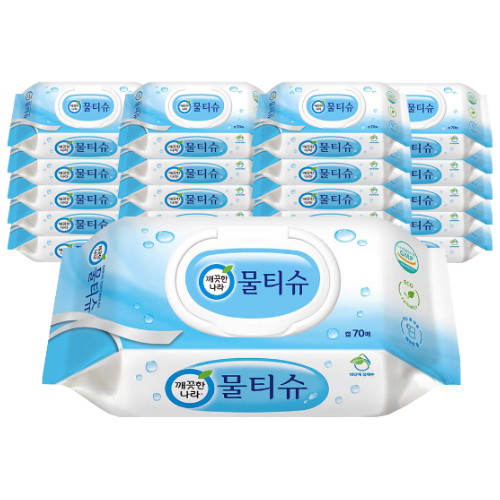 깨끗한나라 ㅤ페퍼민트 물티슈 캡형 70매 (20팩)_이미지