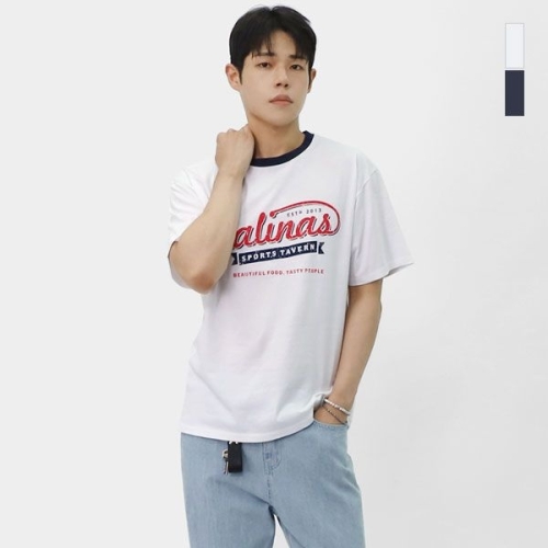 스콰즈 남자 라운드넥 링거티 오버핏 반팔티셔츠 ZLC006_이미지