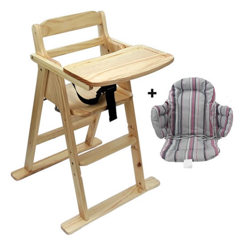 베이비캠프 유아용 내츄럴 식탁의자 (쿠션포함)_이미지