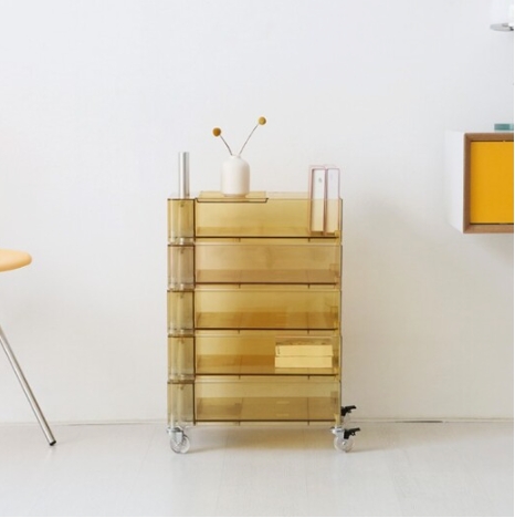 마켓비  BINGEURI 5단 투명 회전서랍 트롤리