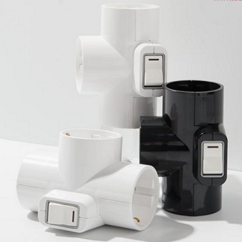 3구 16A T자형 부착형 통합 스위치 멀티탭