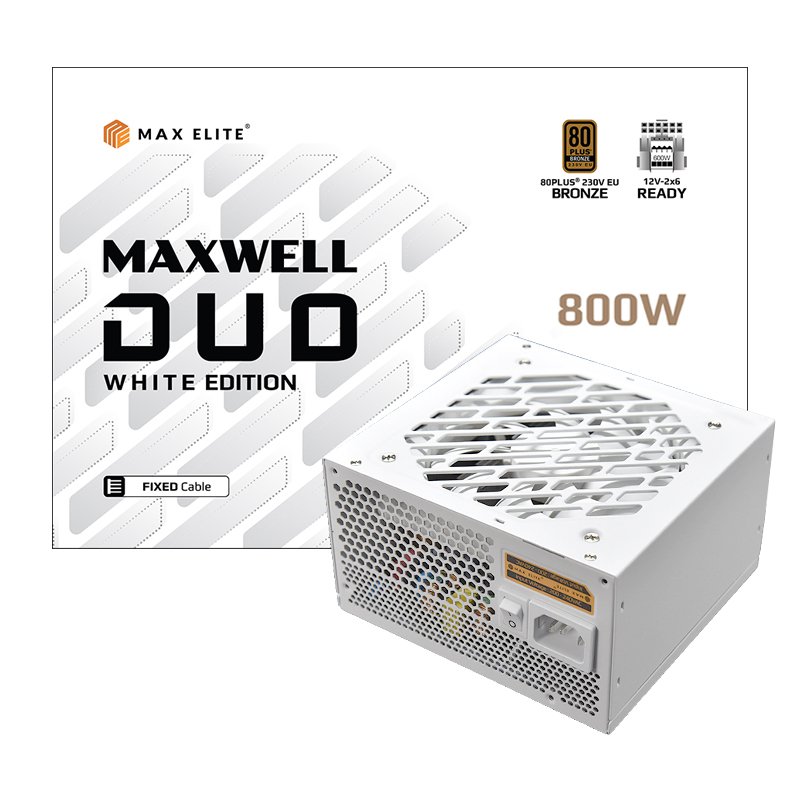 맥스엘리트 MAXWELL DUO <b>800W</b> 80PLUS브론즈 PCIE5 플랫 화이트