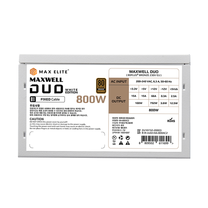 �ƽ�����Ʈ MAXWELL DUO 800W 80PLUS����� PCIE5 �÷� ȭ��Ʈ