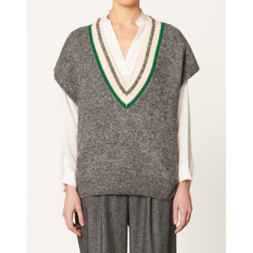 바네사브루노 아떼바네사브루노 그레이 울혼방 니트 베스트 VISW4F227G2
